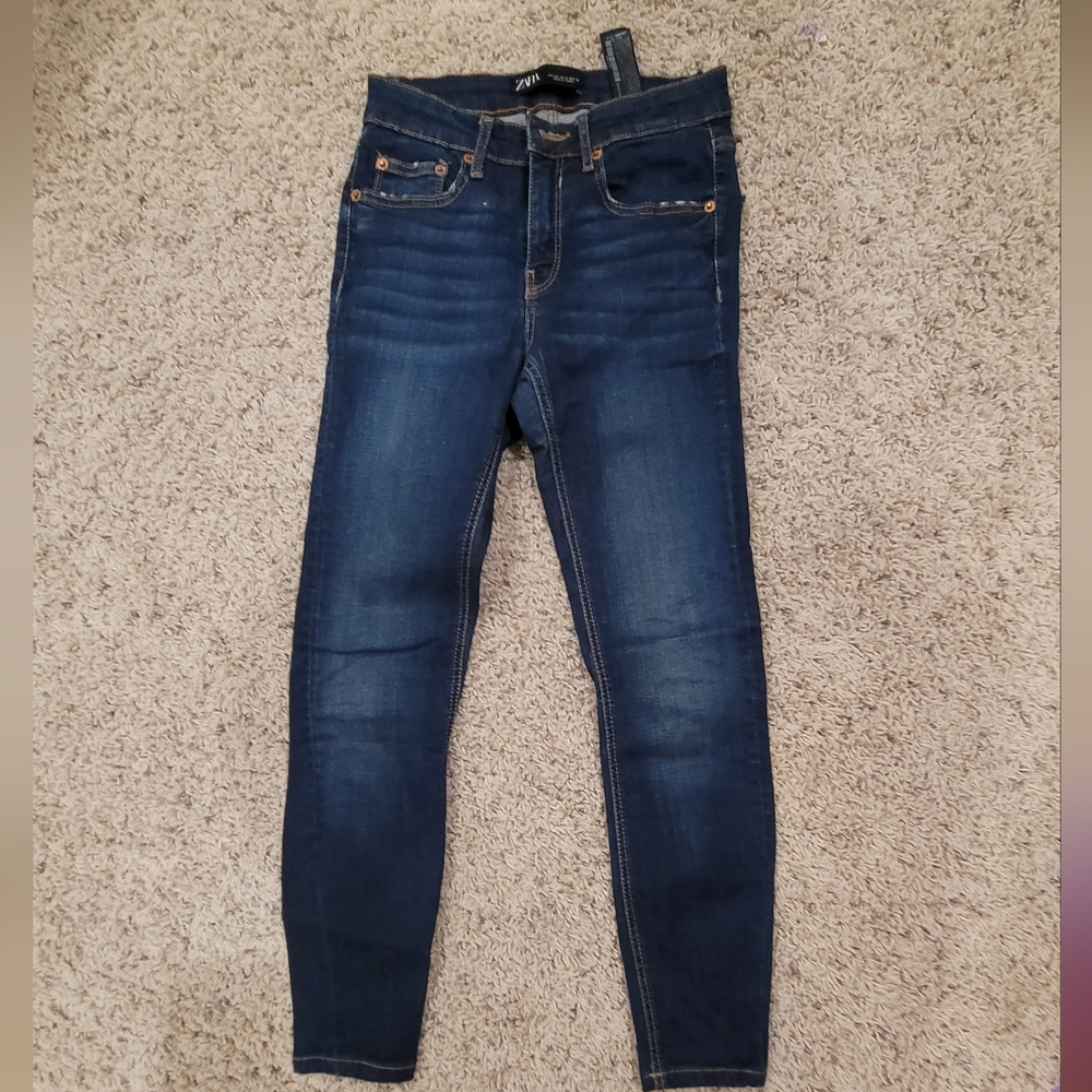 Zara Women's Dark Blue Stretch Skinny Jeans